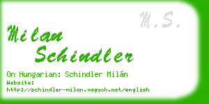 milan schindler business card